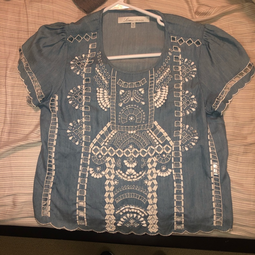 Denim beaded top